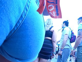 Festival Ass In Jean Shorts Upclose Shot